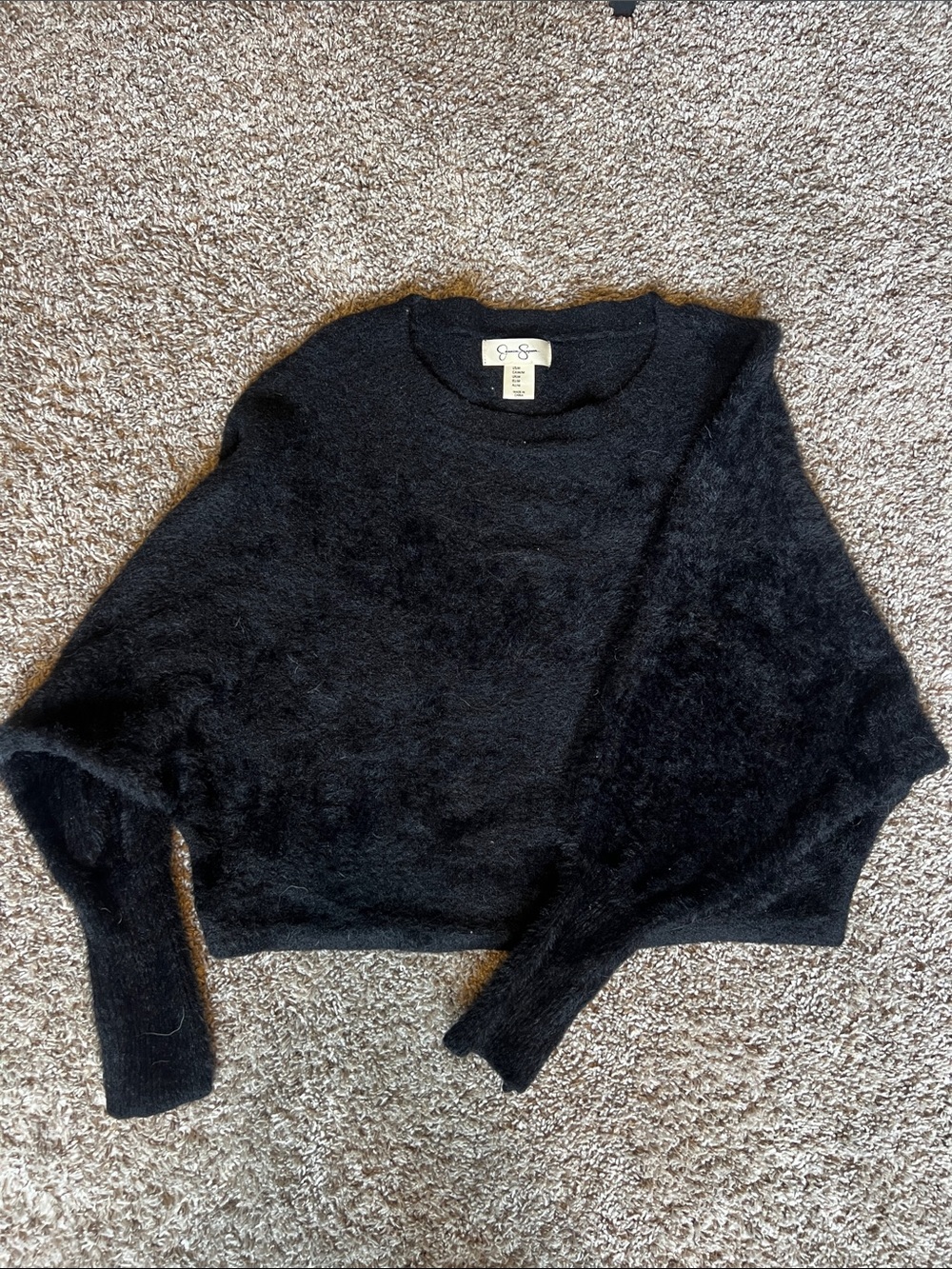 Jessica Simpson Black Fuzzy Crewneck Sweater